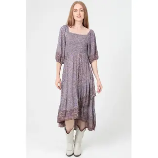 Angie Angie Sq Neck Smocked Maxi Dress(C4J93)