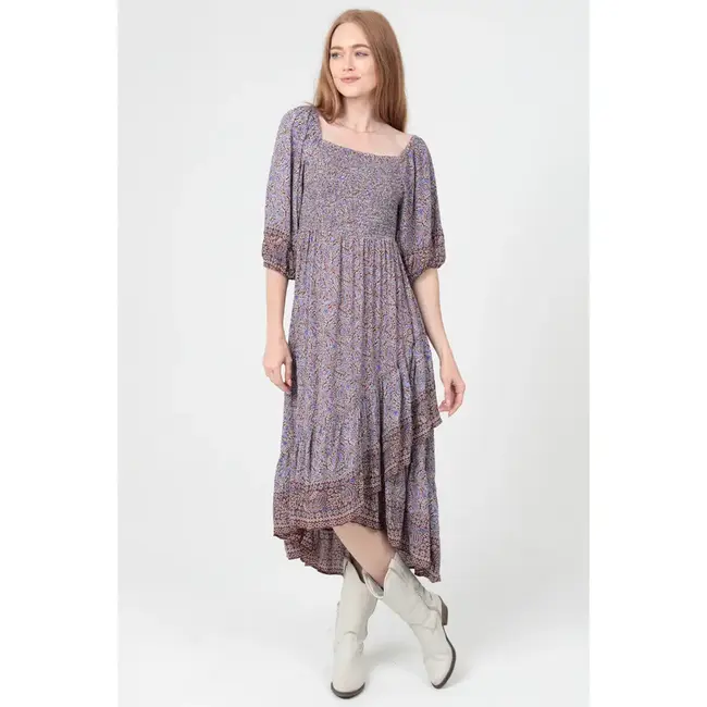 Angie Sq Neck Smocked Maxi Dress(C4J93)