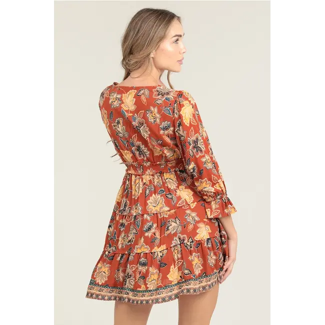 Angie Angie V-Neck w/Tassles Tiered Dress (F4E62)