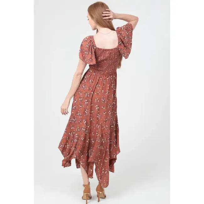 Angie Angie Short Sleeved Embroidered Maxi Dress (H4537)