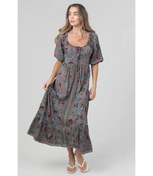 Angie Angie L/S Tie Back Maxi Dress (F4K33)