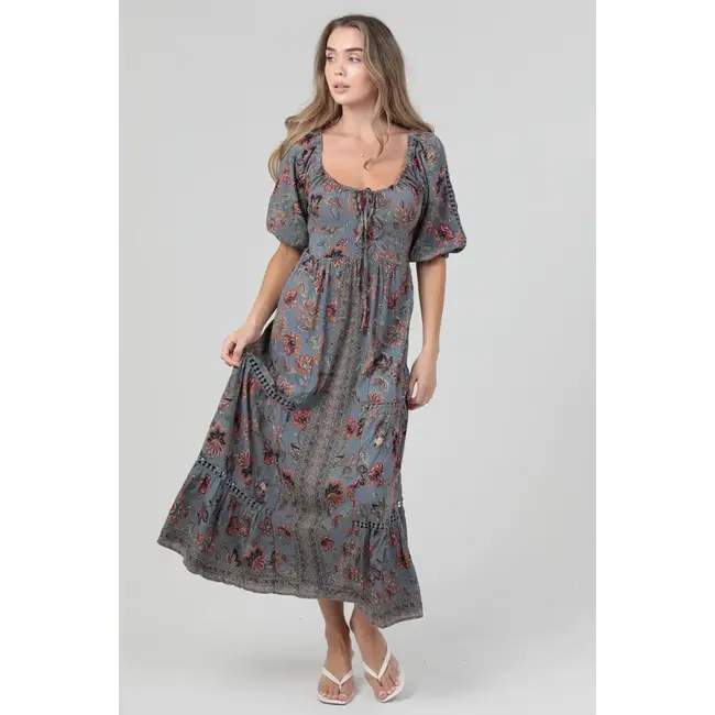 Angie Angie L/S Tie Back Maxi Dress (F4K33)