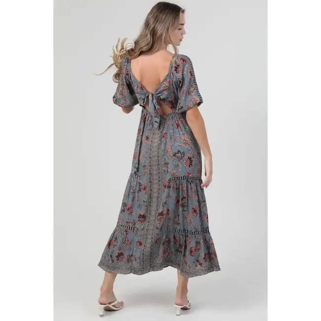 Angie Angie L/S Tie Back Maxi Dress (F4K33)