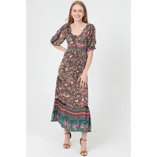 Angie Angie L/S Tie Back Maxi Dress (F4K33)