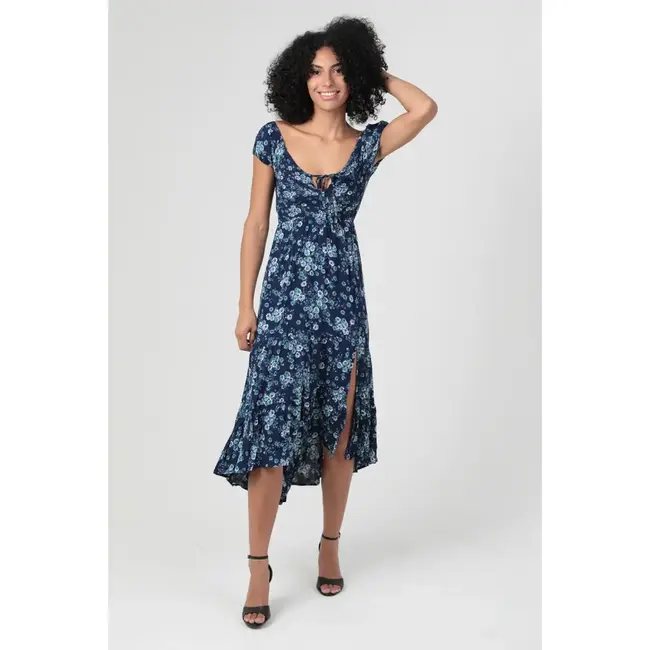 Angie Angie Smocked Bodice Twist Back Maxi Dress (F4K79)