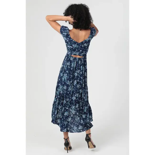 Angie Angie Smocked Bodice Twist Back Maxi Dress (F4K79)