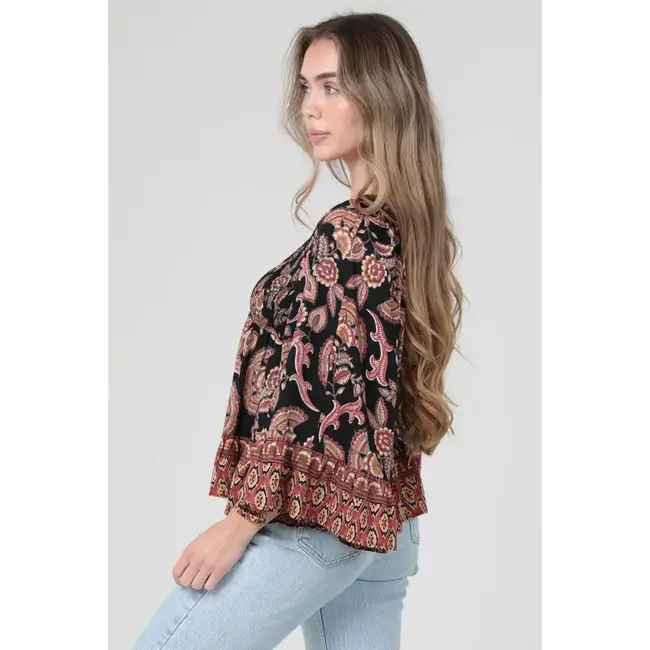 Angie Angie Bell Slv Smocked Top (C2584)