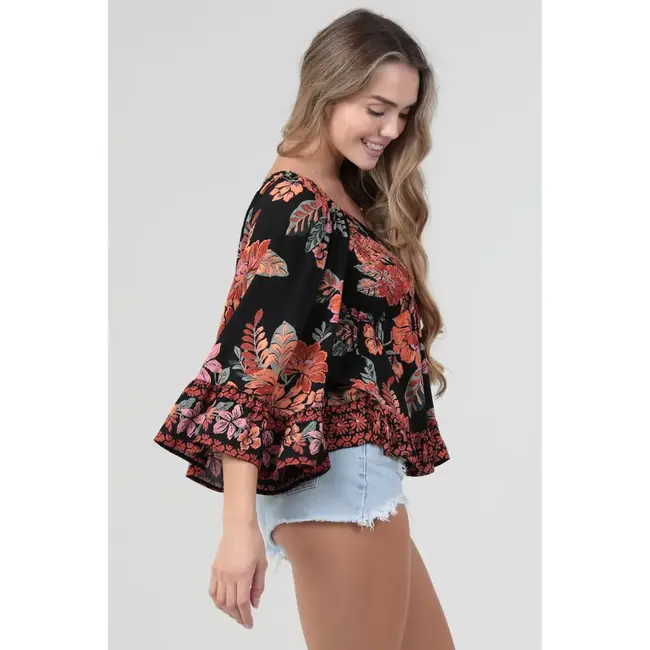 Angie Angie Bell Slv Smocked Top (C2584)