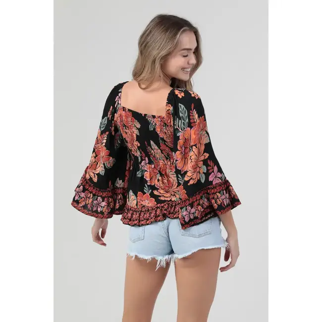 Angie Angie Bell Slv Smocked Top (C2584)