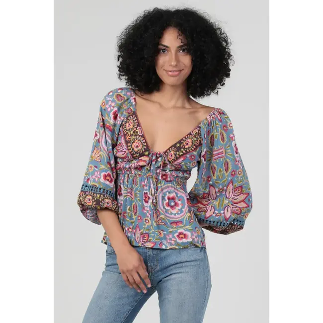 Angie Angie Long Sleeve Top With Crochet Detail (C2D02)