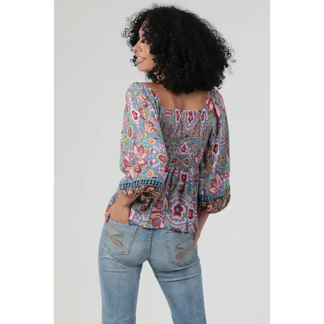 Angie Angie Long Sleeve Top With Crochet Detail (C2D02)