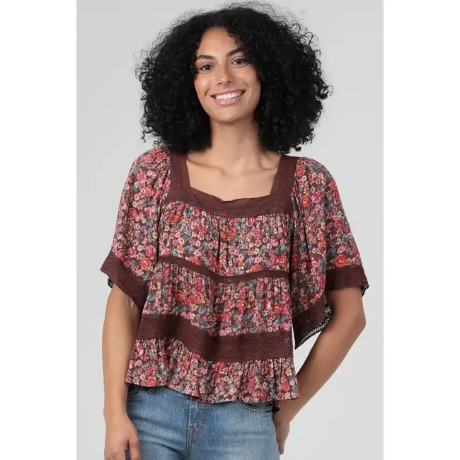Angie Angie Crochet Trim Top (C2D59)