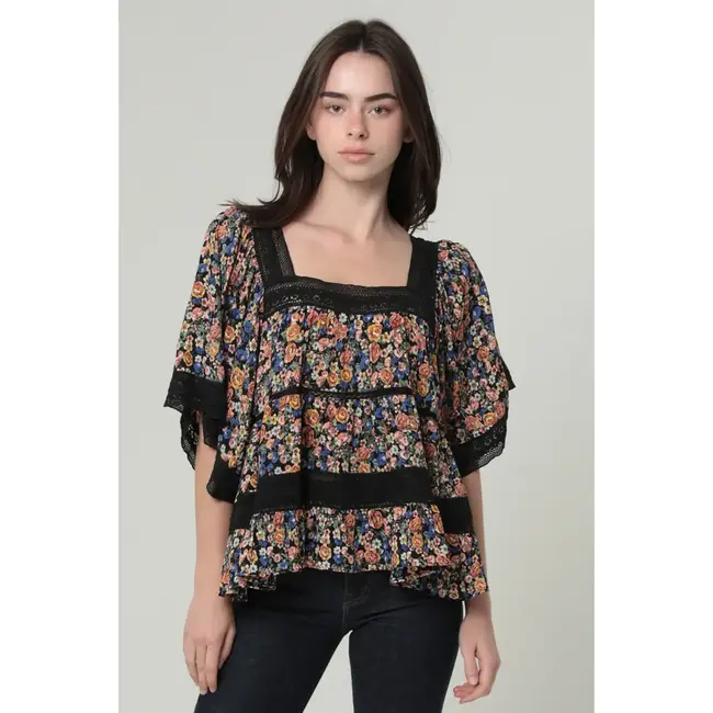 Angie Crochet Trim Top (C2D59)