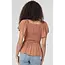 Angie Flutter Sleeve Acid Wash Schiffly Top (C2E41)