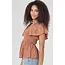 Angie Flutter Sleeve Acid Wash Schiffly Top (C2E41)