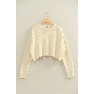 Double Zero Double Zero Cropped Knit Sweater with Crew Neck (DZ25C944)