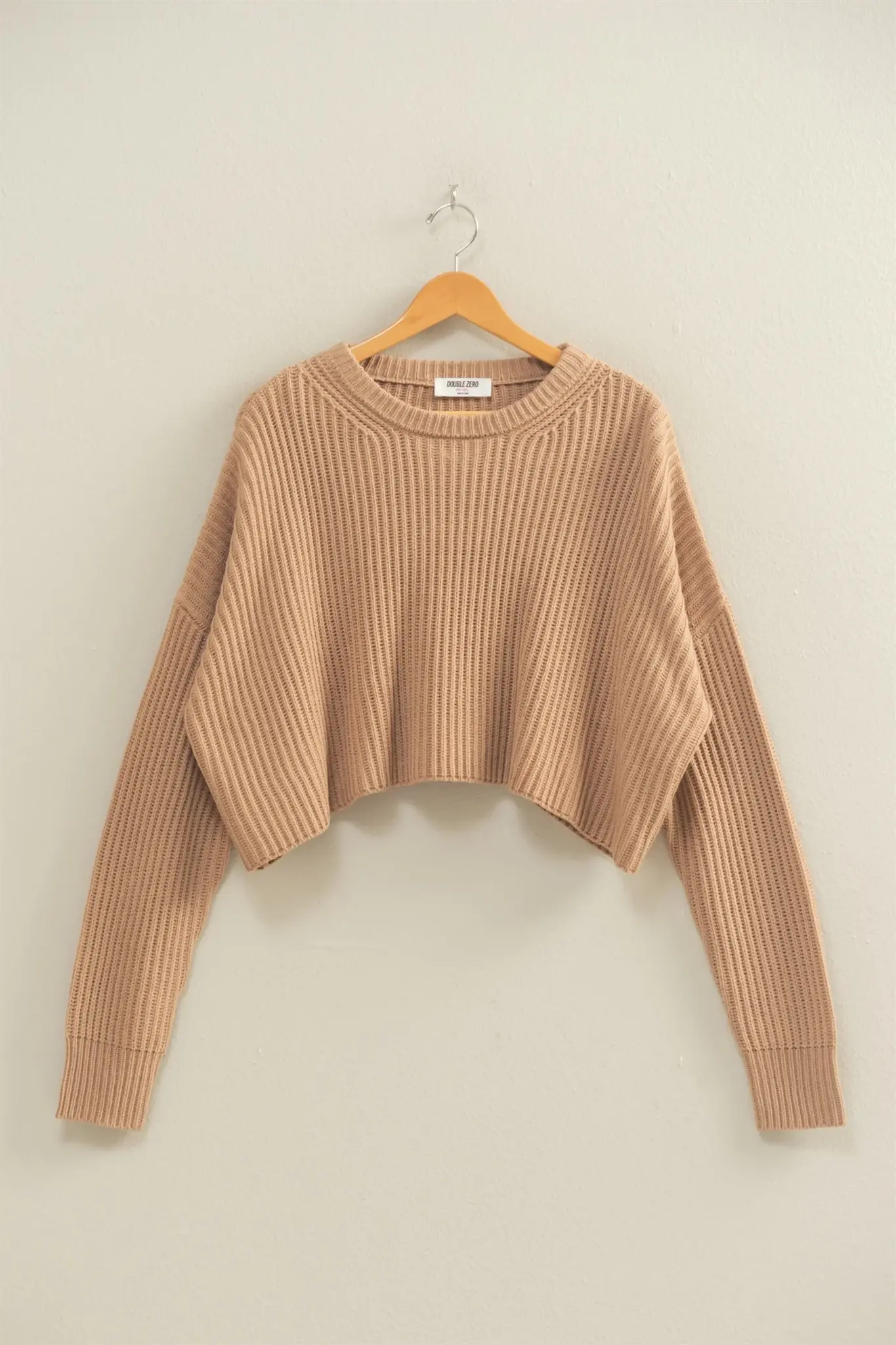 Double Zero Cropped Knit Sweater with Crew Neck (DZ25C944