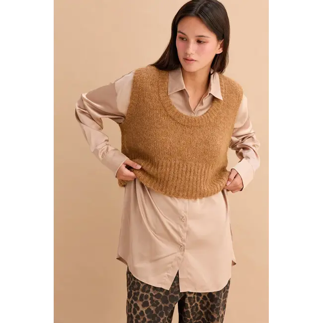 Double Zero Double Zero Scoop Neck Sleeveless Knit Vest (DZ25E363)