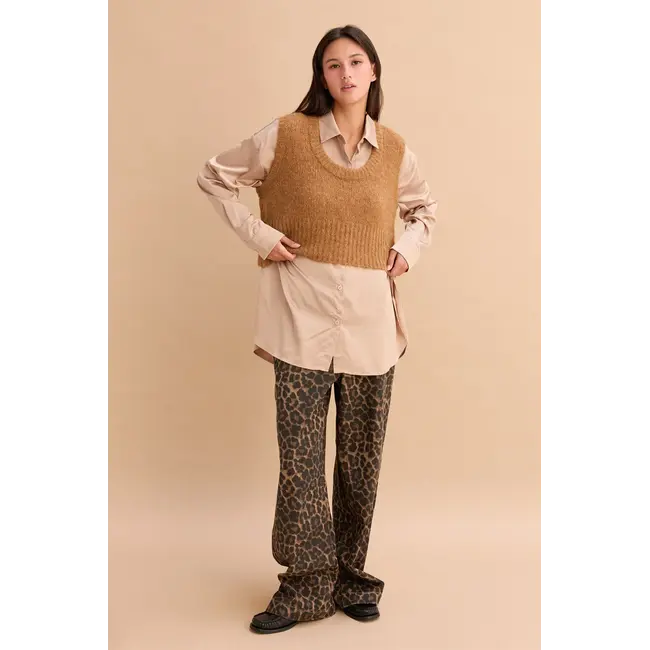 Double Zero Double Zero Scoop Neck Sleeveless Knit Vest (DZ25E363)