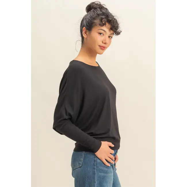 Double Zero Double Zero Long Sleeve Batwing Top (DZ25E181)