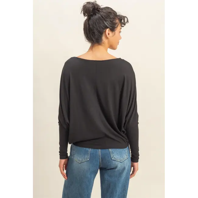 Double Zero Double Zero Long Sleeve Batwing Top (DZ25E181)