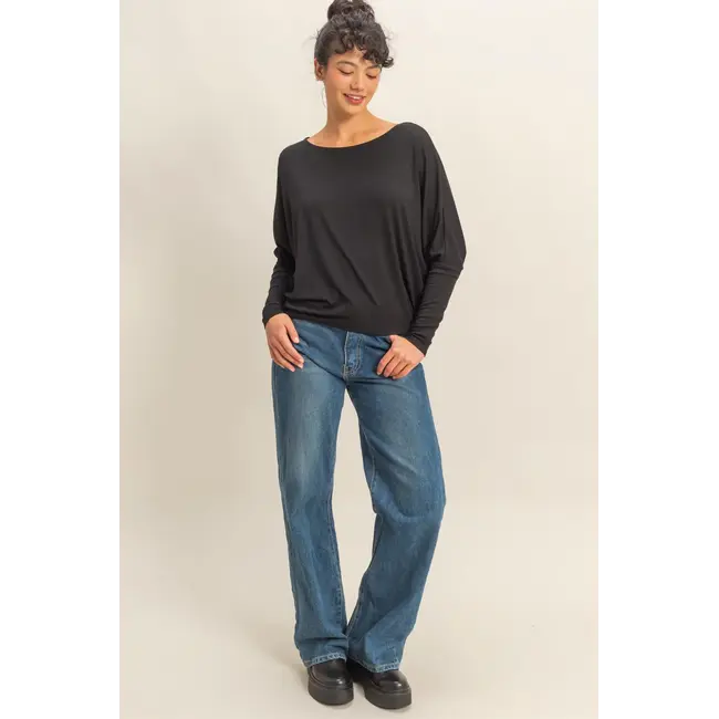 Double Zero Double Zero Long Sleeve Batwing Top (DZ25E181)