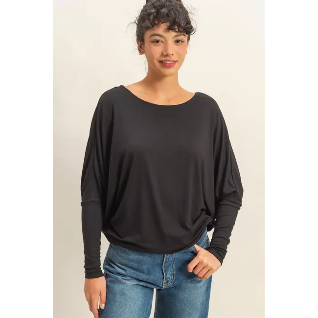 Double Zero Double Zero Long Sleeve Batwing Top (DZ25E181)