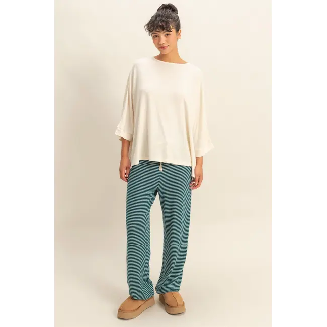 Double Zero Double Zero Batwing 3/4 Sleeve Oversized Top (DZ25E133)