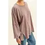 Double Zero Double Zero Washed Oversized Long Sleeve Top with Slit (DZ25C921)