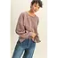 Double Zero Double Zero Washed Oversized Long Sleeve Top with Slit (DZ25C921)