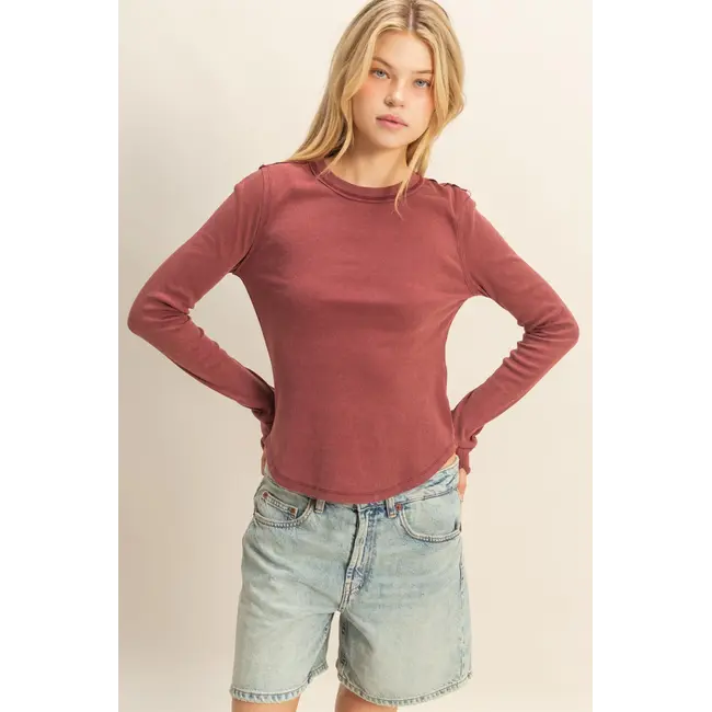 HYFVE HYFVE Mineral Wash Fitted Ribbed Top (HF26A886)