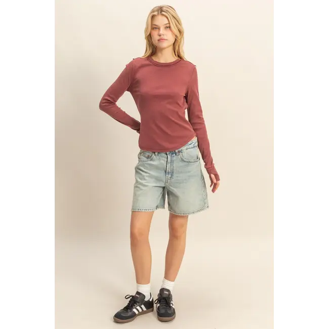 HYFVE HYFVE Mineral Wash Fitted Ribbed Top (HF26A886)