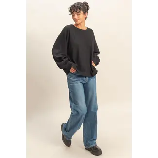 Double Zero Double Zero Brushed Waffle Long Sleeve Casual Top (DZ25F398)