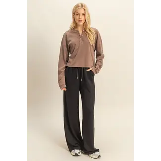 HYFVE HYFVE Mineral Washed Long-Sleeve Henley Top (HF25E806)