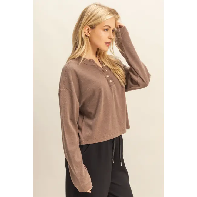 HYFVE HYFVE Mineral Washed Long-Sleeve Henley Top (HF25E806)