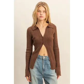 HYFVE HYFVE Knit Cardigan With Envelope V-Neckline (HF25F281)