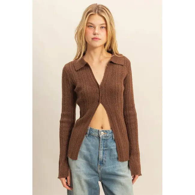 HYFVE HYFVE Knit Cardigan With Envelope V-Neckline (HF25F281)