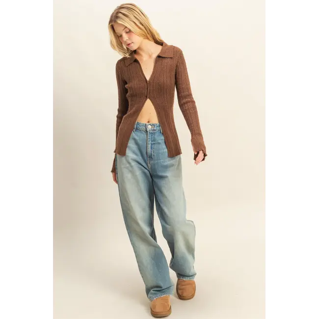 HYFVE HYFVE Knit Cardigan With Envelope V-Neckline (HF25F281)