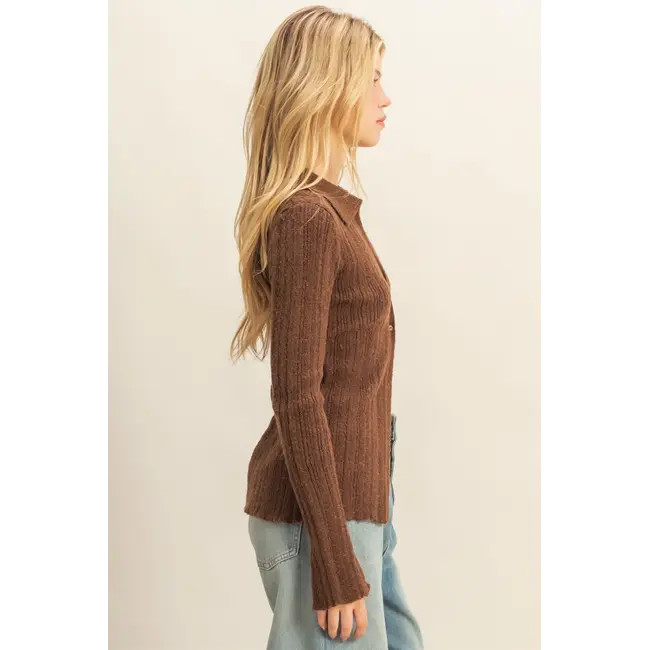 HYFVE HYFVE Knit Cardigan With Envelope V-Neckline (HF25F281)