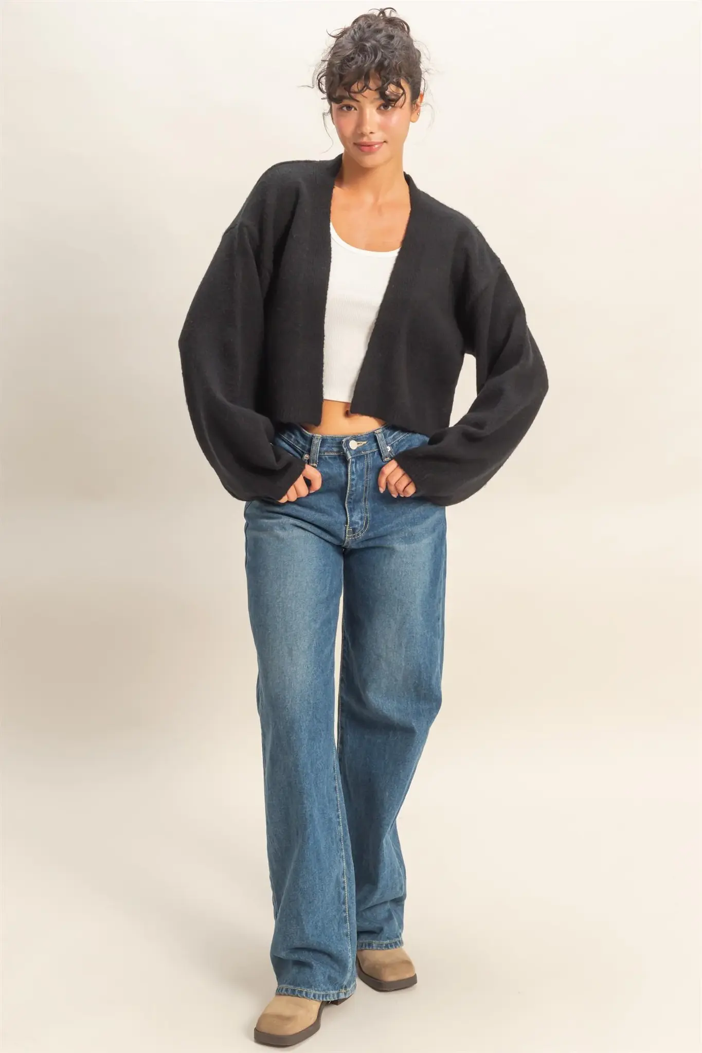 Double Zero Open Front Cardigan Sweater (DZ25F084) - Creations