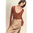 Double Zero Double Zero Cropped V-Neck Long Sleeve Top (DZ25E544)