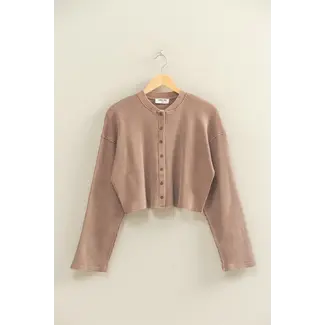 Double Zero Double Zero Thermal Button Down Crop LS Tee  (DZ25E552)
