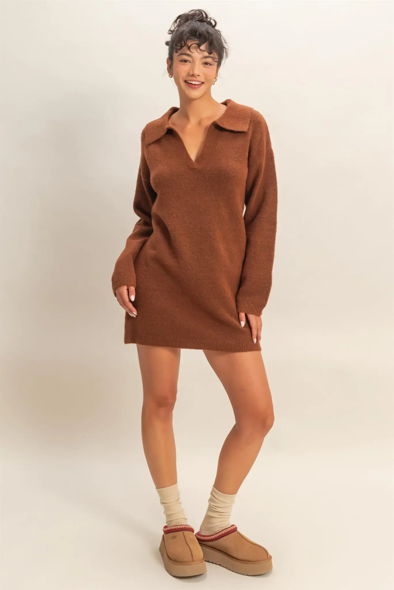 Double Zero Polo Long Sleeve Sweater Dress (DZ25E838) - Creations Boutique