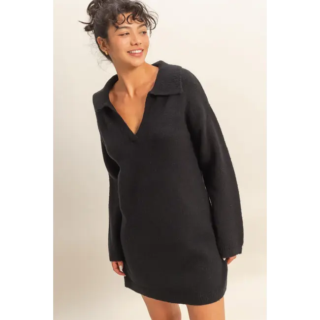 Double Zero Double Zero Polo Long Sleeve Sweater Dress (DZ25E838)