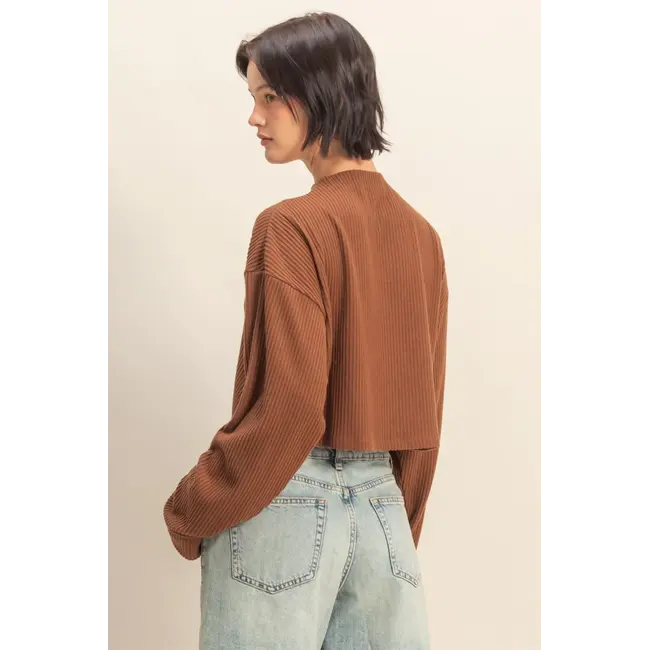 Double Zero Double Zero Cropped High Neck Ribbed Top (DZ25F016)