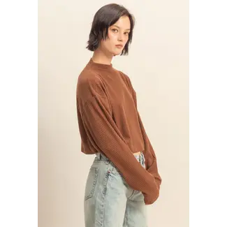 Double Zero Double Zero Cropped High Neck Ribbed Top (DZ25F016)