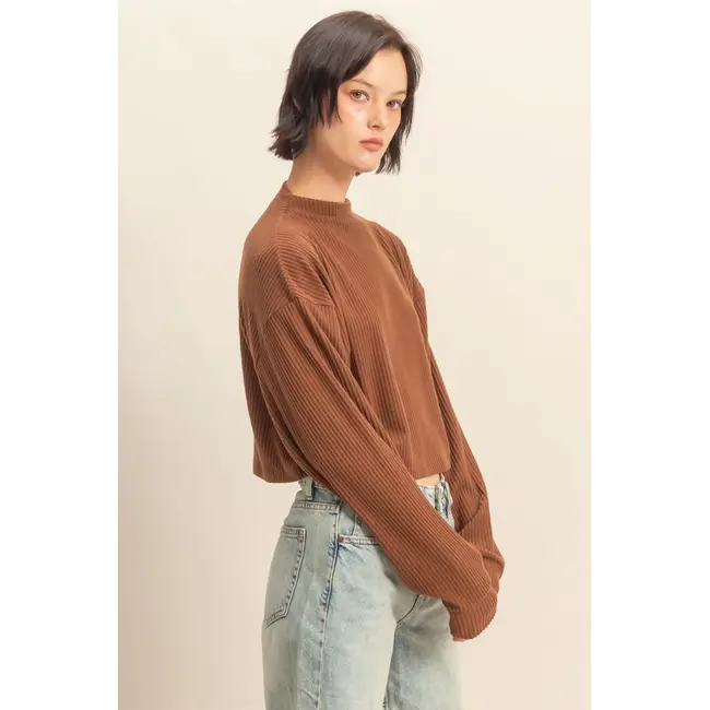 Double Zero Double Zero Cropped High Neck Ribbed Top (DZ25F016)