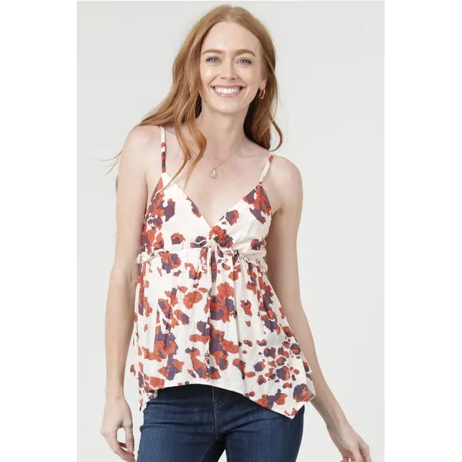 Angie Angie V-Neck Spaghetti Strap Hanky Hem Tank Top (C2E54)