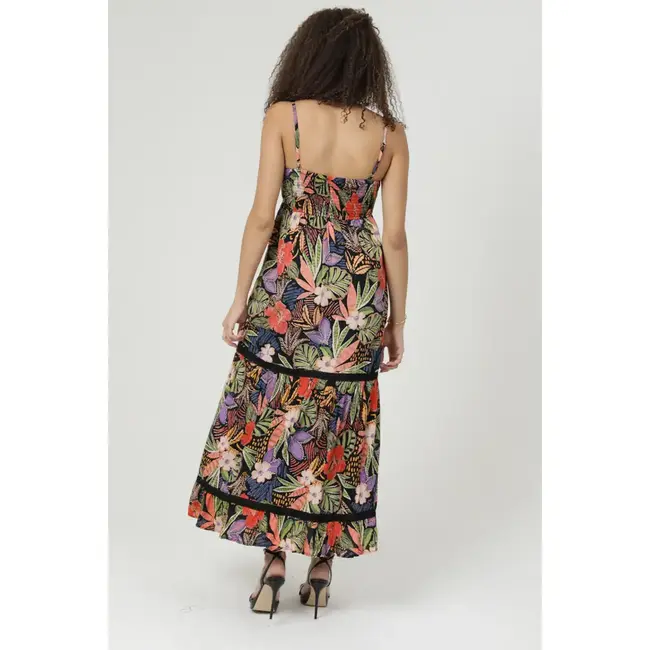 Angie Angie Smocked Bodice Ruffle Maxi Dress (C4F83)