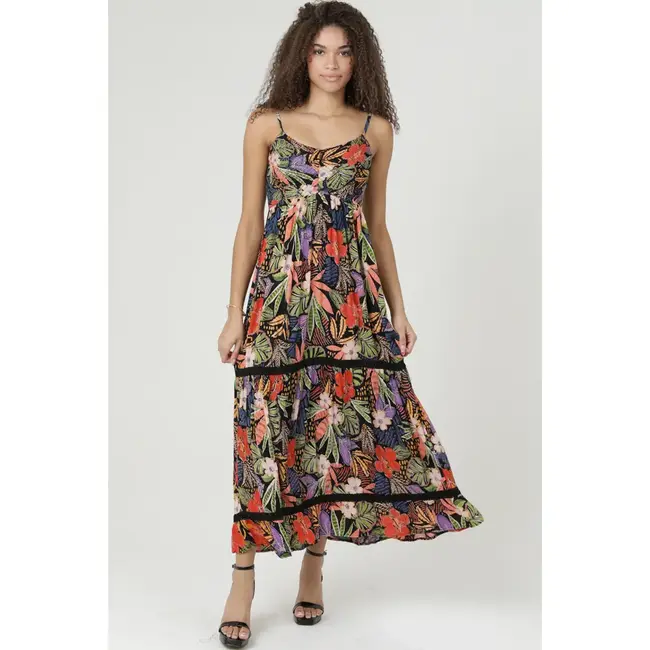 Angie Angie Smocked Bodice Ruffle Maxi Dress (C4F83)